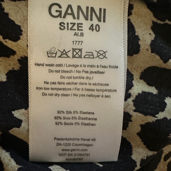 GANNI Silk - Blend Animal Print Button Blouse - Size 40 (US 10) - Picture 10 of 14